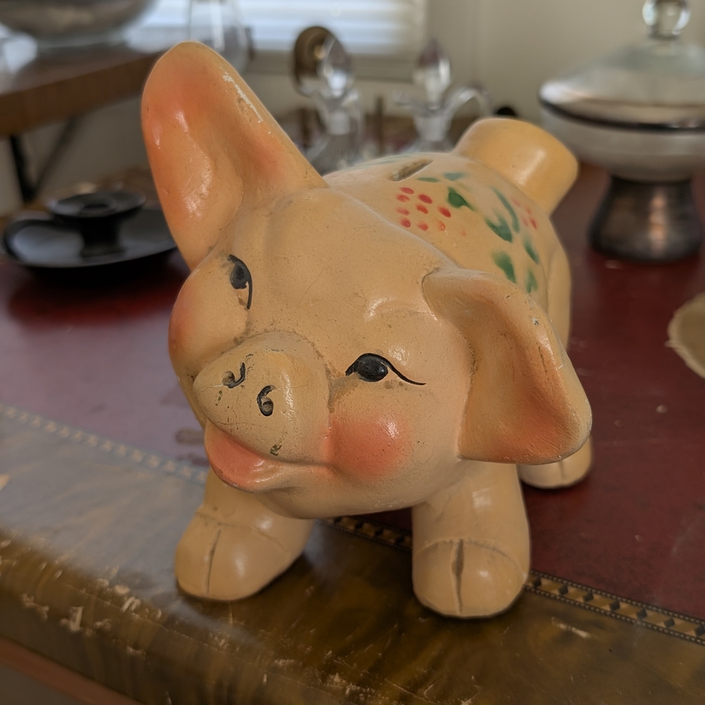 Charming Piggy Bank with Floral Design